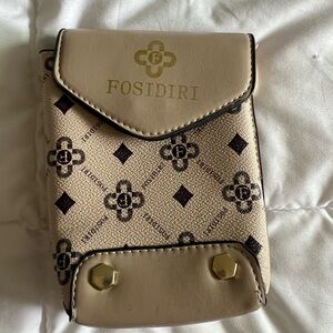 Cream Patterned Crossbody Bag